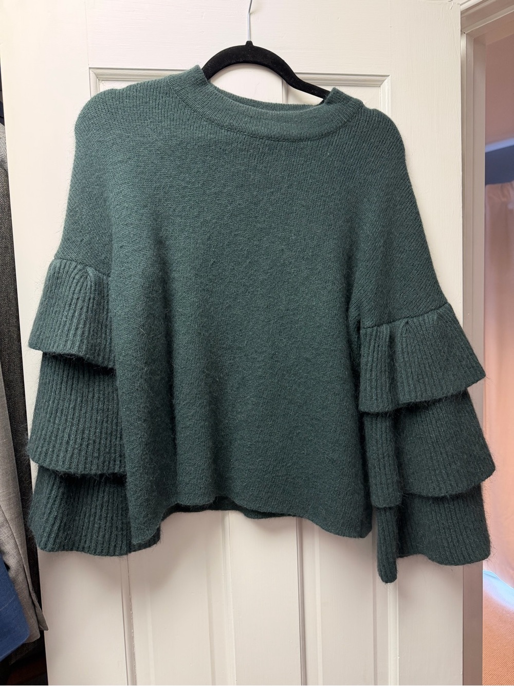 Tuckernuck Tiered Ruffle Sleeve Sweater - Deep Teal